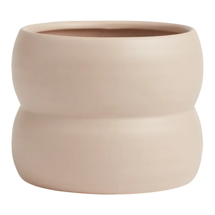 Taupe Double Ring Ceramic Planter