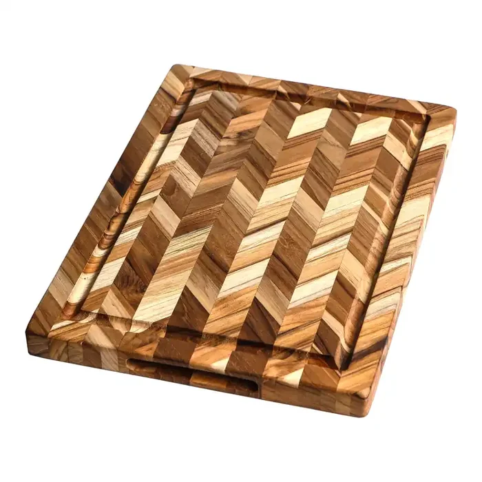 TeakHaus Edge Grain Teak Wood Herringbone Cutting Board