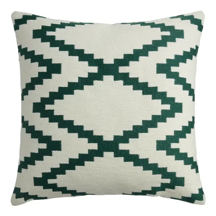Teal And Ivory Interlocked Indoor Outdoor Throw Pillow