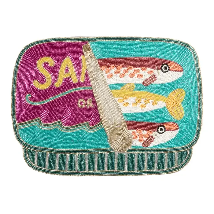 Teal and Purple Tinned Fish Shaped Beaded Placemat