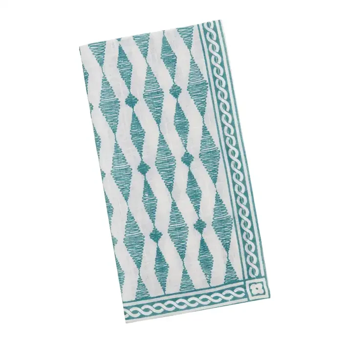 Teal And White Diamond Napkin Set of 4