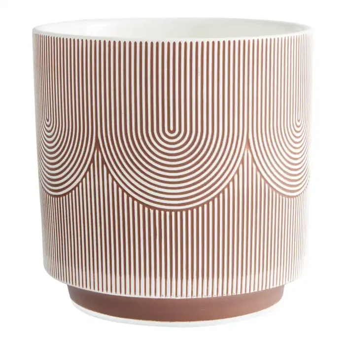 Terracotta and White Swirl Patterned Planter