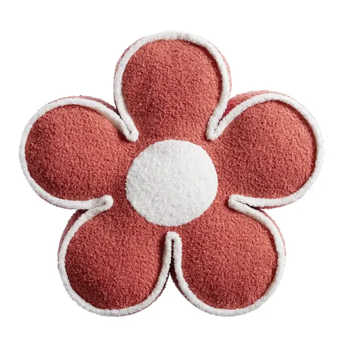 Terracotta Teddy Fleece Daisy Shaped Throw Pillow