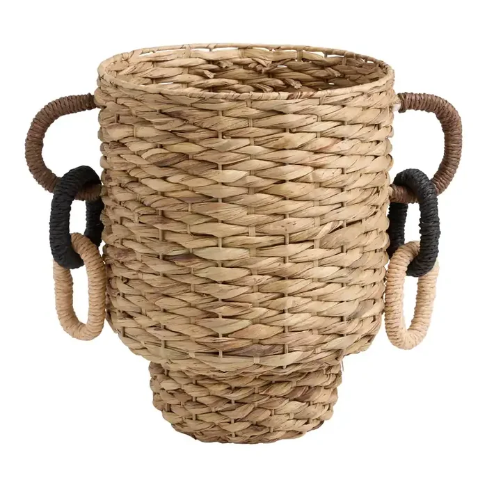 Tessa Natural Water Hyacinth Chain Handle Basket