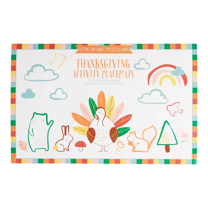 Thanksgiving Scene DIY Activity Placemats 12 Count