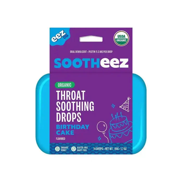 The Eez Co. Sootheez Organic Throat Soothing Drops – Birthday Cake – 14ct
