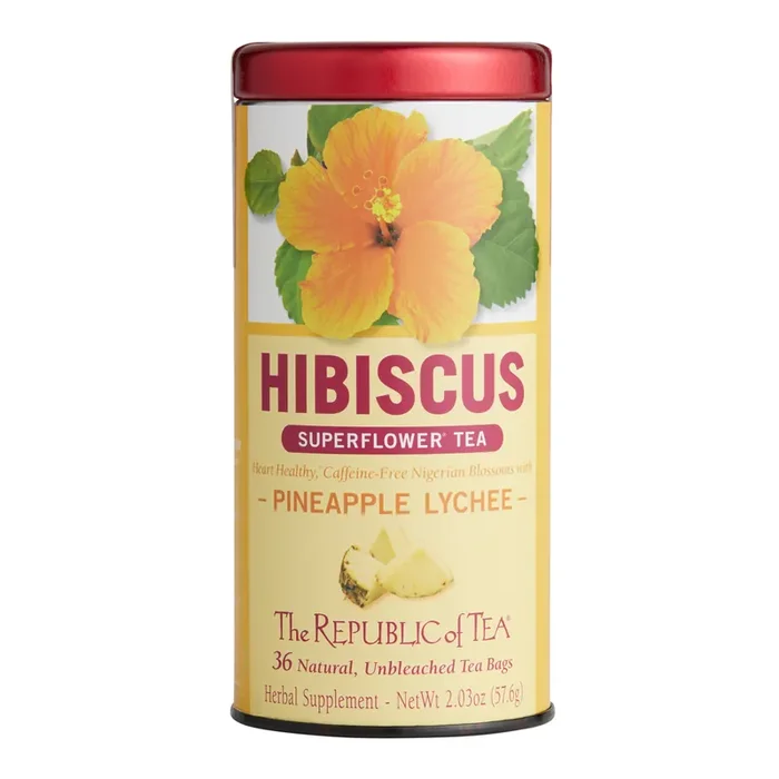 The Republic Of Tea Hibiscus Pineapple Lychee Tea 36 Count