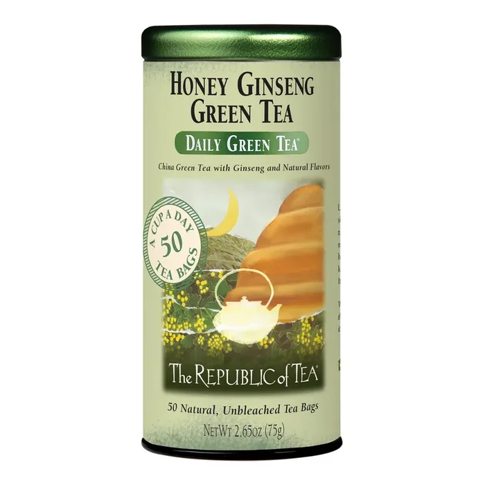 The Republic of Tea Honey Ginseng Green Tea 50 Count