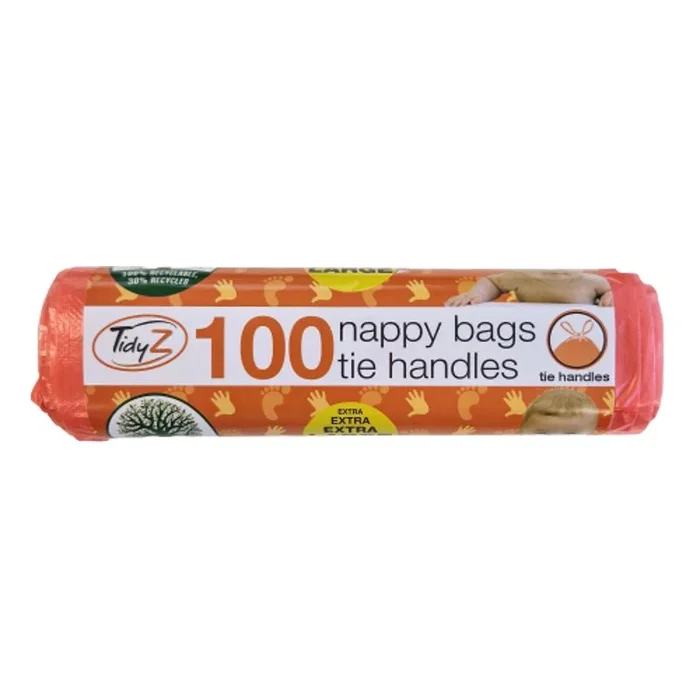 TidyZ Nappy Bags Large Extra Strong Tie Handles 100pk