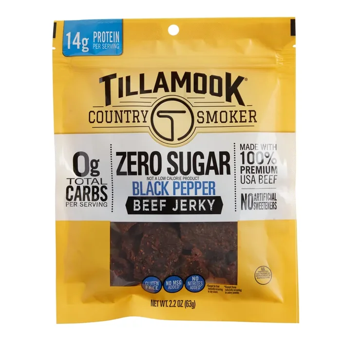 Tillamook Country Smoker Zero Sugar Black Pepper Beef Jerky