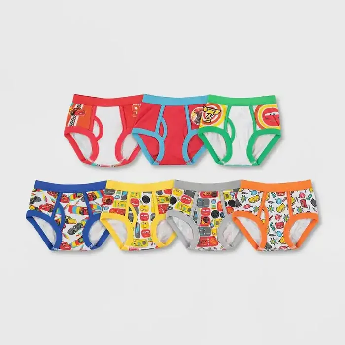 Toddler Boys‘ 7pk Cars Underwear – 2T-3T Disney Cotton Briefs, Full Waistband Elastic