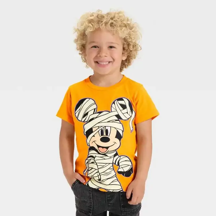 Toddler Boys‘ Disney Mickey Mouse Short Sleeve Halloween Mummy T-Shirt – Orange 2T