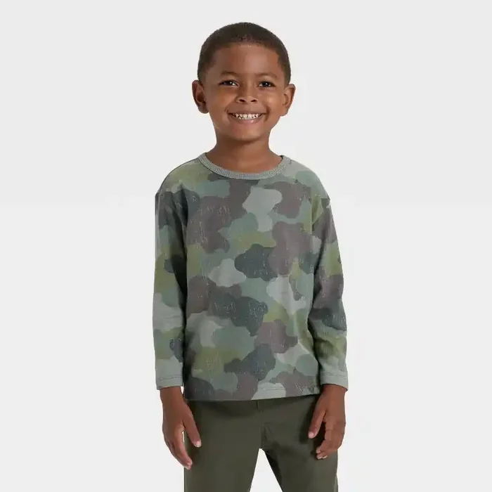 Toddler Boys‘ Long Sleeve Relaxed T-Shirt – Cat & Jack™ Olive 3T