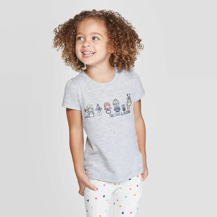 Toddler Girls‘ Disney Frozen Cool Times Cool Friends Graphic T-Shirt – Gray 2T