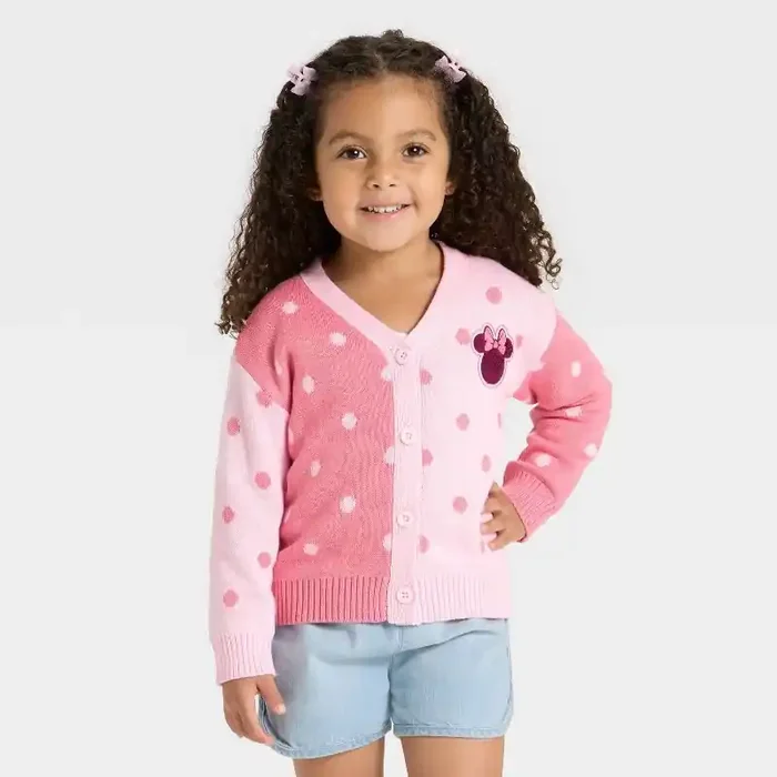 Toddler Girls‘ Disney Minnie Mouse Cardigan Sweater – Pink 18M