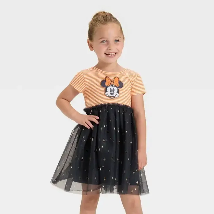 Toddler Girls‘ Disney Minnie Mouse Halloween Tulle Dress – Orange 5T