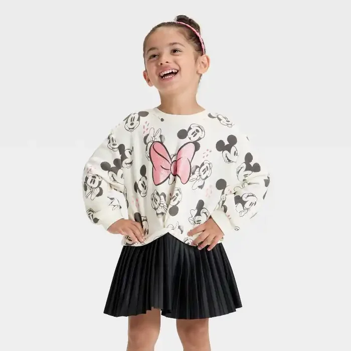 Toddler Girls‘ Disney Minnie Mouse Leather Dress – Heather Gray 2T