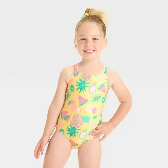 Toddler Girls‘ Multi Strap One Piece Swimsuit – Cat & Jack™ Yellow 18M