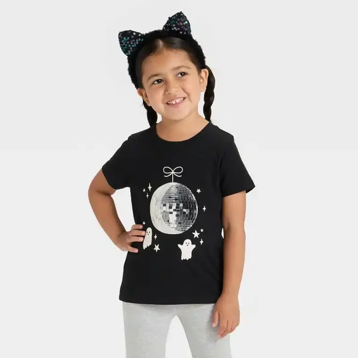 Toddler Girls‘ Short Sleeve Halloween Graphic T-Shirt – Cat & Jack™ Black 3T