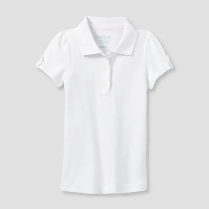 Toddler Girls‘ Short Sleeve Interlock Uniform Polo Shirt – Cat & Jack™ White 4T School Apparel