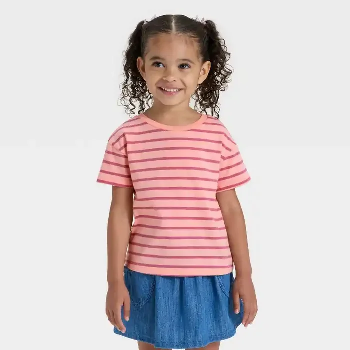 Toddler Girls‘ Short Sleeve Relaxed T-Shirt – Cat & Jack™ Peach 18M