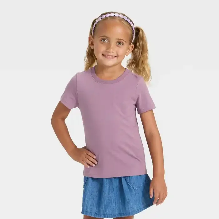 Toddler Girls‘ Short Sleeve Solid T-Shirt – Cat & Jack™ Purple 2T