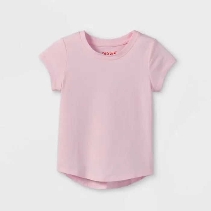 Toddler Girls‘ Solid Knit Short Sleeve T-Shirt – Cat & Jack™ Light Pink 12M