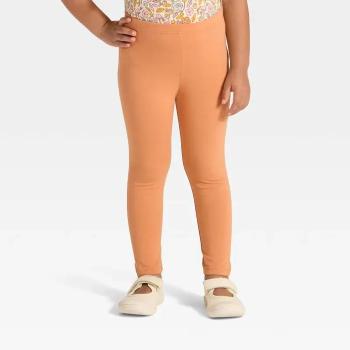 Toddler Girls‘ Solid Leggings – Cat & Jack™ Copper Orange 18M