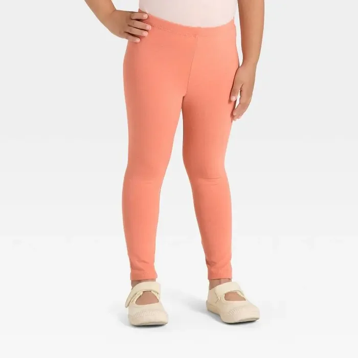 Toddler Girls‘ Solid Leggings – Cat & Jack™ Dusty Coral Orange 2T