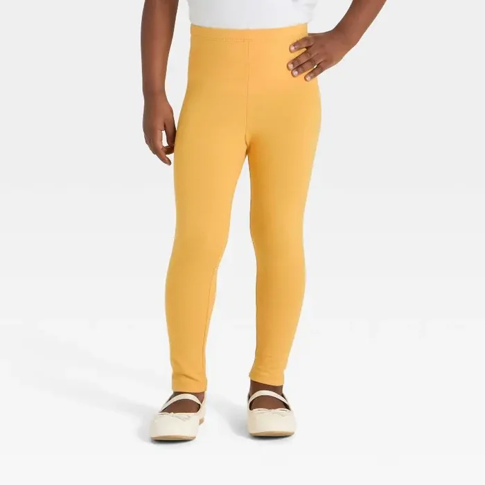 Toddler Girls‘ Solid Leggings – Cat & Jack™ Mustard Yellow 18M