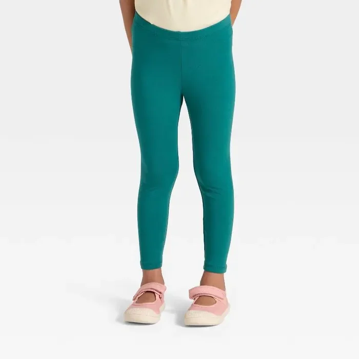 Toddler Girls‘ Solid Leggings – Cat & Jack™ Teal Green 2T