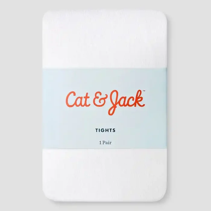 Toddler Girls‘ Solid Tights – Cat & Jack™ White 4T-5T High Waisted, Knit, Opaque, Elastic Waistband