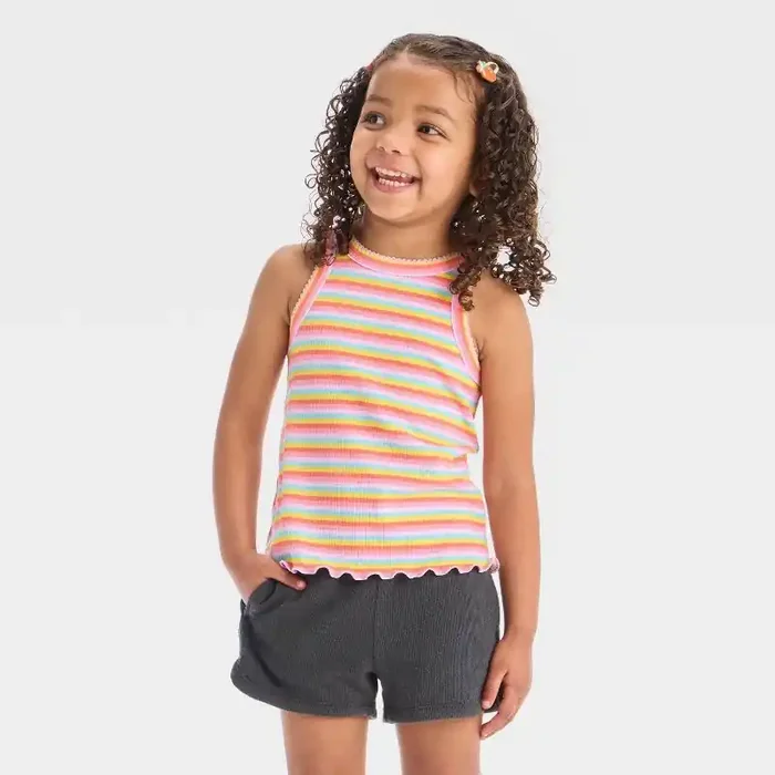 Toddler Girls‘ Striped Ribbed T-Shirt – Cat & Jack™ 2T
