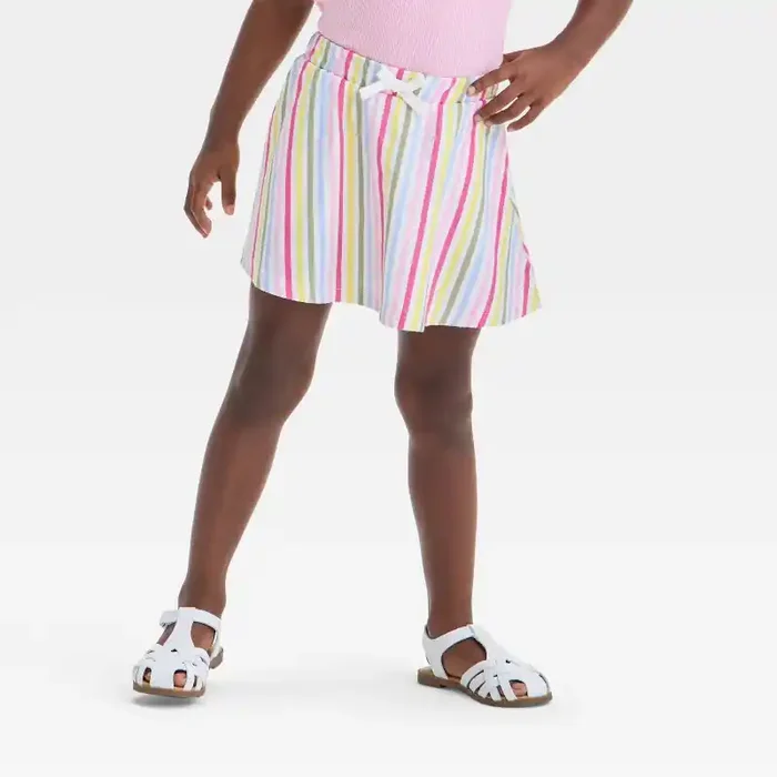 Toddler Girls‘ Striped Skirt – Cat & Jack™ 3T Lightweight Jersey Skort, Elastic Waist, Mid-Rise