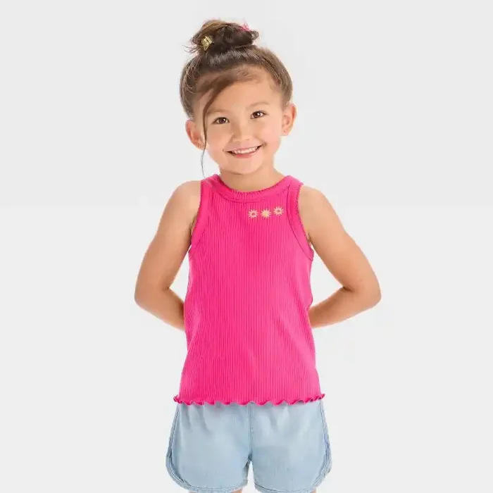 Toddler Girls‘ Sun Ribbed T-Shirt – Cat & Jack™ Pink 5T