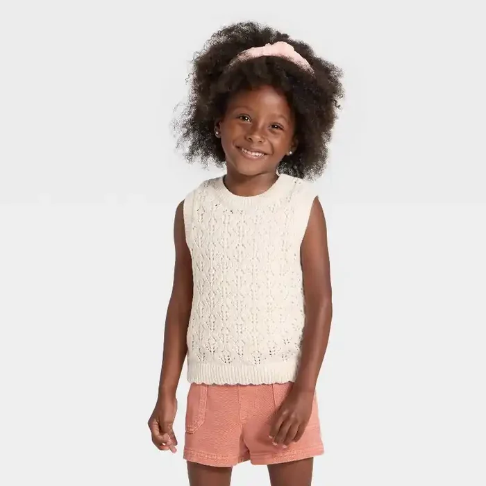 Toddler Girls‘ Sweater Vest – Cat & Jack™ Beige 3T