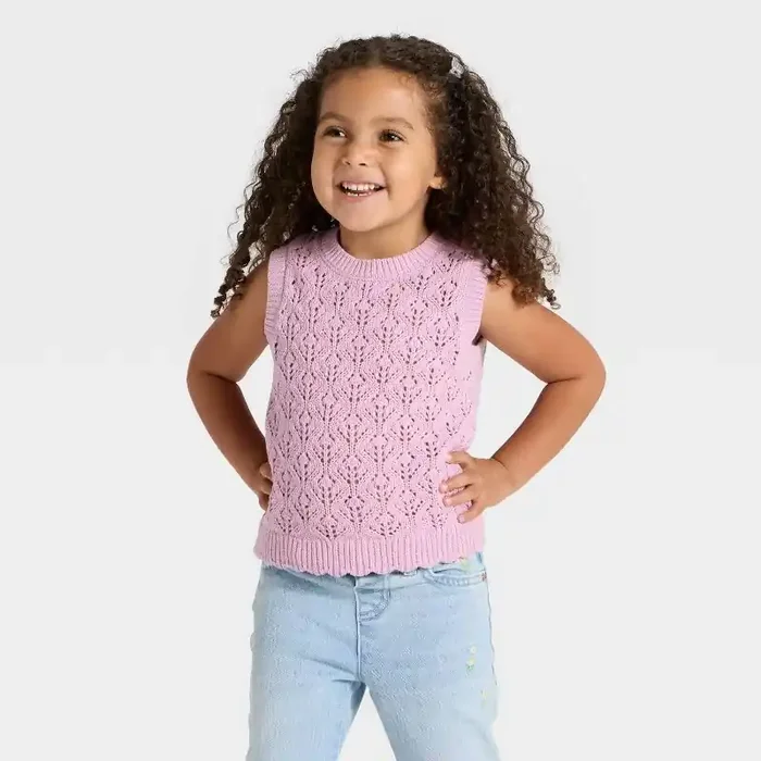 Toddler Girls‘ Sweater Vest – Cat & Jack™ Lavender Mauve 5T