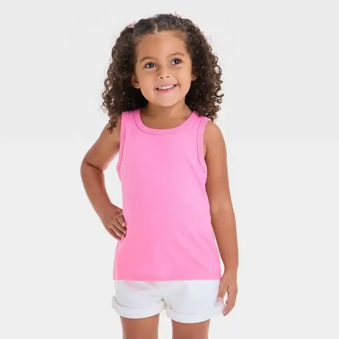 Toddler Girls‘ Tank Top – Cat & Jack™ – Clay Pink 5T Relaxed Fit, Below Hip