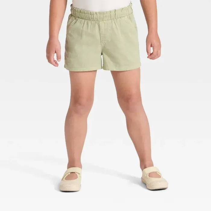 Toddler Girls‘ Woven Shorts – Cat & Jack™ Light Olive 3T