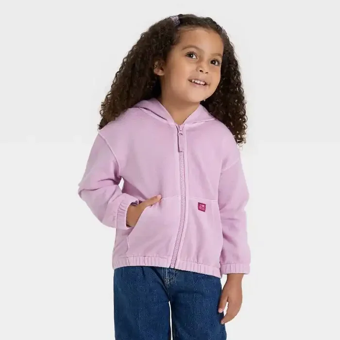 Toddler Girls‘ Zip-Up French Terry Hoodie – Cat & Jack™ Lavender Mauve 12M