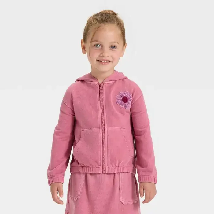Toddler Girls‘ Zip-Up French Terry Hoodie – Cat & Jack™ Pink Rose 18M