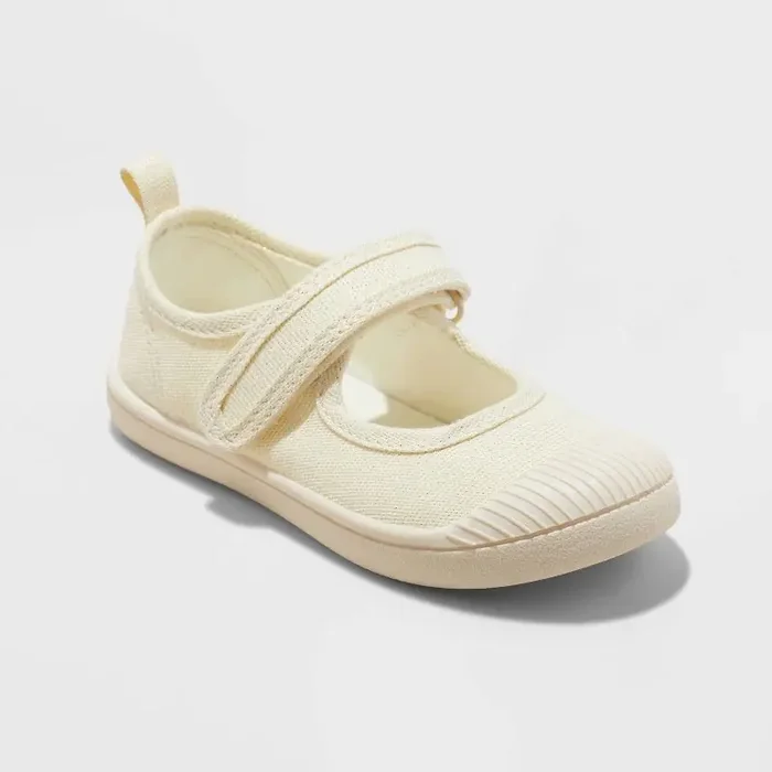 Toddler Marina Mary Jane Sneakers – Cat & Jack™ Gold 10T Hook and Loop Closure, Non-Marking Sole, Canvas Upper, Closed Round Toe