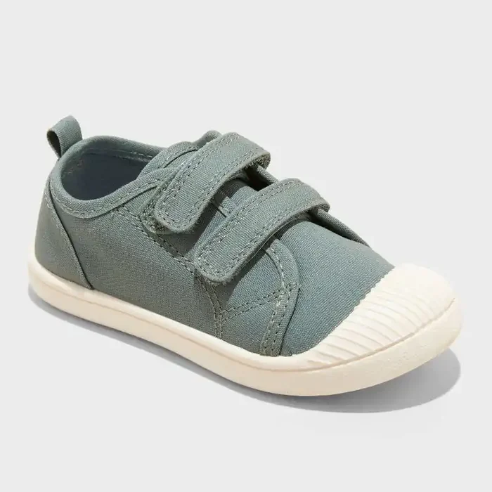 Toddler Parker Sneakers – Cat & Jack™ Green 12T Machine Washable, Hook and Loop Closure, Canvas, Closed Round Toe