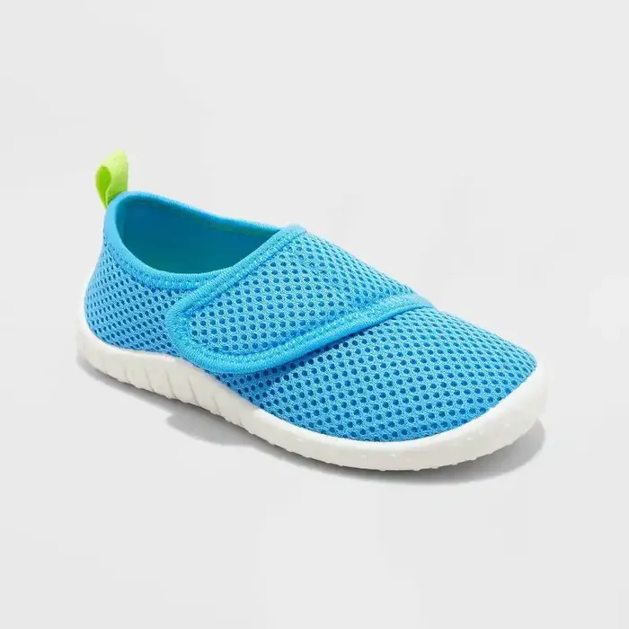 Toddler Teddy Slip-On Water Shoes – Cat & Jack™ Blue L Hook & Loop, Breathable, Textured Outsole