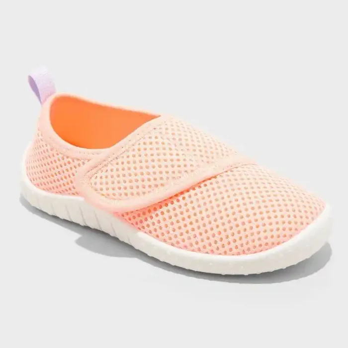 Toddler Teddy Slip-On Water Shoes – Cat & Jack™ Pink S Breathable Upper, Adjustable Strap, Textured Outsole, Closed Round Toe