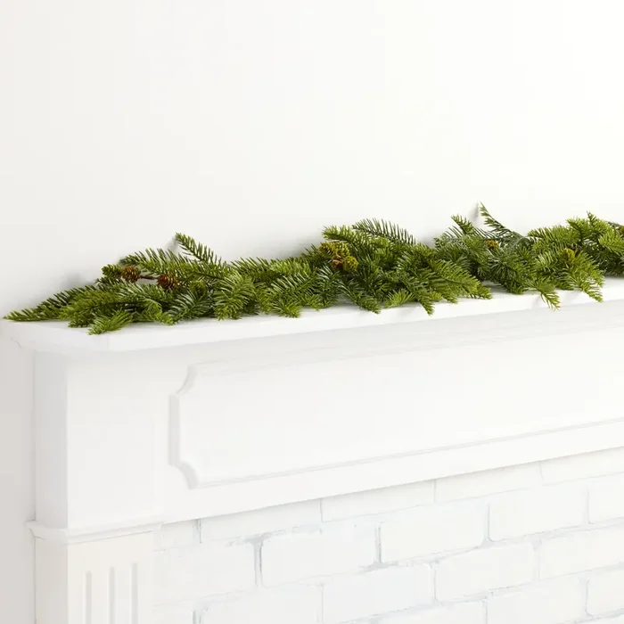 Tonal Green Faux Cedar and Mini Pinecone Garland