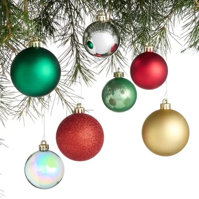 Traditional Shatterproof Ball Ornaments 42 Pack
