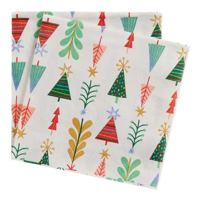 Trees Holiday Beverage Napkins 20 Count