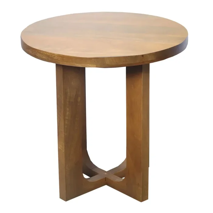 Trig Round Polished Mango Wood Side Table