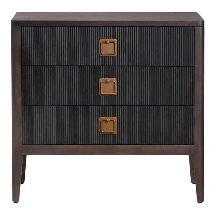 Tristan Black and Dark Brown Fluted Wood Dresser